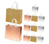 NIYANGLE 12pcs Reusable Gift Bags Bulk Multi Color Non Woven Pouches with Holographic Coating Stylish Gift Packaging for Parties Weddings Birthdays and Presents