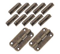 NIYANGLE 12pcs Small Hinges for Wooden Box and Cabinet with Rounded Corner, Antique Bronze Iron Material, Four-Hole Vertical Structure, Prevents Sagging, for Residential Renovations and DIY