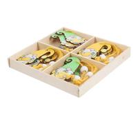 NIYANGLE 12pcs Summer Wooden Lemon Hanging Ornaments Set, 4-section Wood Gnome Pendant Decorations for Home, Office, Party Seasonal Décor