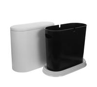 NIYANGLE 15L Small Kitchen Trash Can Press Top Lid, Dual Inner Outer Bin, Light Grey Waste Basket for Bathroom, Living Room, Office, Space-Saving Garbage Bin