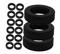 NIYANGLE 16pcs Soft Silicone Suitcase Wheel Protectors Noise Reducing Luggage Wheel Covers for Travel Wear Resistant Caster Protectors Easy Installation Black