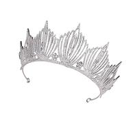 NIYANGLE 1pc Elegant Rhinestone Crown Hair Headband for Bride Baroque Style Wedding Headdress Durable Non Fading Material for Parties and Engagements Silver Base with White Rhinestones
