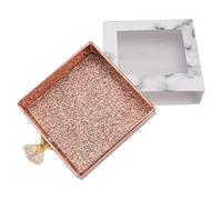 NIYANGLE 1pc Portable Glitter Square Eyelash Box Drawer-Type Empty Lash Case for Safe Storage of False Eyelashes Cardboard Material for Makeup