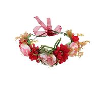 NIYANGLE 1PC Red Rose Flower Wreath Bridal Headband Simulation Floral Hair Accessory for Weddings Parties and Photoshoots Lightweight Design for Comfortable Wear