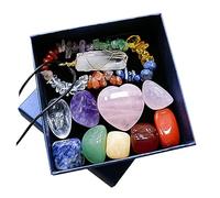 NIYANGLE 1set Chakra Crystal Pendulum Decorative Stones for Meditation and Yoga Delicate Crystal Heart and Multi-Colored Gemstone Box for Special Occasions