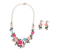 NIYANGLE 1Set Floral Leaf Necklace and Earring Set Summer Inspired Jewelry for Weddings Proms and Casual Gatherings Lightweight and Versatile Bridal Accessory with Radiant Embellishments