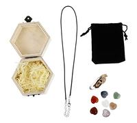 NIYANGLE 1Set Natural Crystal Stones Meditation Chakra Healing Accessories Elegant Wooden Box for Stress Relief and Mindfulness Practice