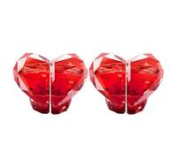 NIYANGLE 2 Pair Heart Shaped Toilet Flush Button Pusher with Adhesive Diamond Texture, Red Toilet Tank Cover Lift Tool, Replacement Water Tank Accessory for Bathroom Use