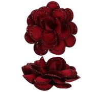 NIYANGLE 2 Pair Red Rose Flower Shoe Clips Handmade Fabric Detachable Bridal Shoe Charms Elegant Floral Decoration Accessories for Wedding Party Outdoor Use