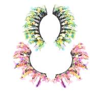 NIYANGLE 2 Pairs 3d False Eyelashes Lightweight Dramatic Volume Effect Glitter Lashes with Rhinestones for Party and Special Events