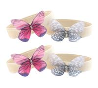 NIYANGLE 2 Pairs Butterfly Elastic Shoe Straps for Heels and Sandals, Decorative High Heel Straps with Rhinestone Artificial Yarn, Support for Feet and Keep Sandals in Place, Suitable