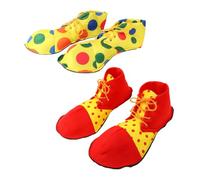 NIYANGLE 2 Pairs Clown Costume Shoes with Colorful Dot and Red Design Lightweight Cosplay Props for Halloween Carnival Masquerade and Dress Up Parties