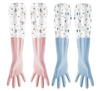 NIYANGLE 2 Pairs Pvc Kitchen Gloves for Washing Dishes with Long Cuff, Waterproof and Sturdy Dish Cleaning Gloves Protecting Arms from Getting Wet and Dirty, Comfortable for Kitchen