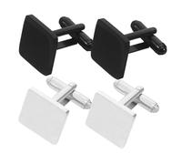 NIYANGLE 2 Pairs Stainless Steel French Square Cuff Links Set Mens Business Wedding Accessories Scratch Resistant Easy to Install for Formal Outfits DIY Style