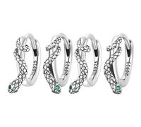 NIYANGLE 2 Pairs Sterling Silver Snake Shape Ear Studs with Green Zirconia Unique Earrings for Women Secure Clasp for Daily Wear and Special Occasions