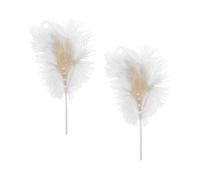 NIYANGLE 2 Pcs Feather Cake Toppers White Natural Style Wedding Cake Decoration Easy to Insert Safe to Use for Decorating and Tables Centrepieces DIY Baking Decor