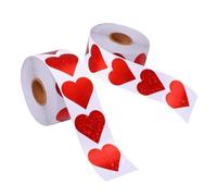 NIYANGLE 2 Rolls Valentine S Day Heart Stickers of Red Self-Adhesive Decorative Sealing Labels for Envelopes Wrapping Wedding and Craft Use Easy to Paste Elegant Design
