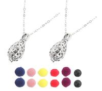 NIYANGLE 2 Sets Hollow Ball Aroma Pendant Necklace for Women with Teardrop Design, Alloy Material, Portable Essential Oil Diffuser Necklace with Volcanic Stone, Birthday Present