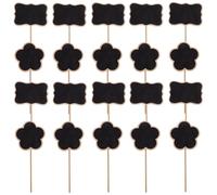 NIYANGLE 20pcs Flower Label Sign Stake Plant Label for Special Decoration Commercial Landscaping Wooden Material Black Color Flower and Wave Shape Modern Style Easy to Use and Classify