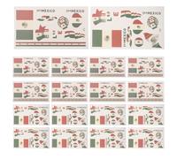 NIYANGLE 20pcs Mexican Flag Temporary Tattoos for Soccer Team Independence Day Themed Flag Tattoos for Adults Sports Game Event Parties
