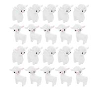 NIYANGLE 20pcs Mini Resin Lamb Ornaments Cute Mini Sheep Figurines Realistic Design White Resin DIY Creativity Resist Deformation Landscape Office Decoration