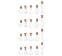 NIYANGLE 20pcs Mini Transparent Glass Wishing Bottles with Secure Cork Stoppers Tiny Portable Jars for DIY Spell Potions Decorative Storage Party Favors and Packaging