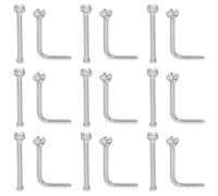 NIYANGLE 20PCS Rhinestone Nose Studs: Straight L Shaped Stainless Steel Nose Studs Rings Piercing Pin Body Jewelry for Women Men