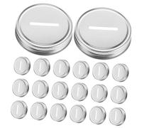 NIYANGLE 20pcs Tinplate Mason Jar Coin Slot Lids Caps for DIY Piggy Banks Leakproof Wide Mouth Jar Covers for Home Storage and Savings Collection