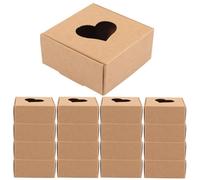 NIYANGLE 20pcs Vintage Box Party Box Kraft Paper Case Personalizable Easy to Store Hollow Heart Hole Classic Style for Wedding and Graduation