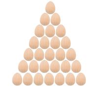 NIYANGLE 20pcs Wooden Easter Eggs DIY Craft Set, Medium 3.5x3.5x4.5cm Unpainted Blank Eggs for Easter Decorations and Art Projects