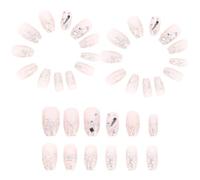 NIYANGLE 24pcs Press on Nails for Women, Long Full Cover Glitter False Nails with Sparkling Rhinestones, Convenient Quick Application, Suitable for Occasions at Home