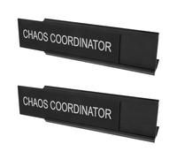 NIYANGLE 2pcs Aluminum Alloy Chaos Coordinator Desk Signs with Double-sided Right Angle L-shaped Structure, Scratch and Fade Resistant Black Metal Nameplates for Official Meeting Spaces