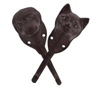 NIYANGLE 2pcs American Country Style Wrought Iron Pet Head Wall Hooks Decorative Cat and Dog Coat Hangers for Home Entryway Key Organizer