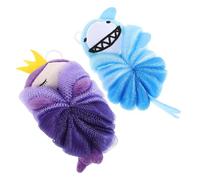 NIYANGLE 2Pcs Bath Loofah Soft Mesh Shower Pouf Body Wash Sponge Cute Cartoon Shark and Mermaid Bath Scrubber for ’S Bathroom Bathing