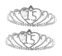 NIYANGLE 2PCS Birthday Tiara Number Crown with Rhinestones for Birthday Party Decoration Elegant Headwear for Photo Props and Celebrations