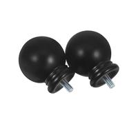 NIYANGLE 2pcs Black Curtain Rod End Caps Ball Head Design Decorative Finials for Window Drapery Rods Easy Install Plastic Replacement Ends for Home Curtain Poles