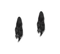 NIYANGLE 2pcs Black Ghost Long Wigs for Halloween Festival Cosplay Party Adults Black Wu Chang Costume Hairpieces for Haunted House Events