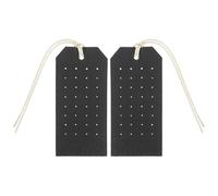 NIYANGLE 2pcs Black Pu Leather Double-sided Earring Holder Display Stand with Ivory Cord, Portable Earrings Organizer Rack for Travel and Retail Use