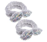 NIYANGLE 2pcs Bow Hair Bands Sequins for Women Comfortable Elastic Headbands Cute Hair Accessories for Makeup Bathing and Daily Use Girls and Friends