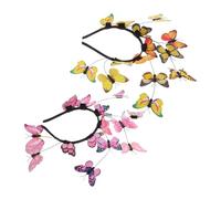 NIYANGLE 2pcs Butterfly Headbands for Women Vibrant Hair Accessories Party Headpieces for Weddings Festivals and Photoshoots Bright Color Hair Decorations for Girls