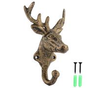 NIYANGLE 2pcs Cast Iron Deer Wall Hooks Rustic Antlers Wall Art Coat Hat Hangers Decorative Hooks for Housewarming and Garden