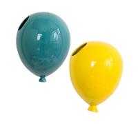NIYANGLE 2Pcs Ceramic Balloon Wall Hanging Decor Unique Blue Yellow Ornaments for Home and Store Backdrop Small Easy to Hang Creative Living Decoration