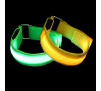 NIYANGLE 2pcs Chargeable LED Running Armband and Ankle Bands, Nylon Night Running Bracelet with Safety Light, Reflective Sports Wristband for Jogging and Outdoor Exercise