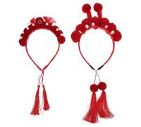 NIYANGLE 2pcs Chinese Style Tassel Hairband for Women, Plush Material with Dramatic Tassel Artistry, Comfortable for Long Wear, Festival and Event Hair Accessory