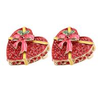 NIYANGLE 2pcs Christmas Brooch Set Alloy Lapel Pins with Classic Red Corsage Decor for Everyday Wear, Beautiful Attractive Look Holiday Accessories