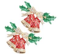 NIYANGLE 2pcs Christmas Brooches for Women Alloy Brooch Decor with Classic Christmas Theme Design Convenient to Wear Long-term Use Everyday Wear Festival Accessory
