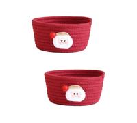 NIYANGLE 2pcs Christmas Season Cotton Thread Storage Basket Santa Style Red | Decorative Tabletop Display, Gift Basket Assembly, Room Storage for Cosmetics, Watches and Jewelry