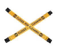 NIYANGLE 2pcs Cleaning Barrier Tape Magnetic Ends Tear-resistant Fabric Waterproof Hotel Restroom Caution Tape Status Communication Yellow Sign for Facility Cleaning