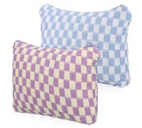 NIYANGLE 2pcs Cosmetic Bag Zipper Makeup Brush Bag Checkered Pad Storage Sanitary Napkin Holder Travel Toiletry Case Fashion Forward Compact Easy to Maintain