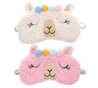 NIYANGLE 2pcs Cute Alpaca Sleeping Eye Masks Soft Travel Block Out Blindfolds for Women Comfortable Sleep Mask Set White and Pink Random Color